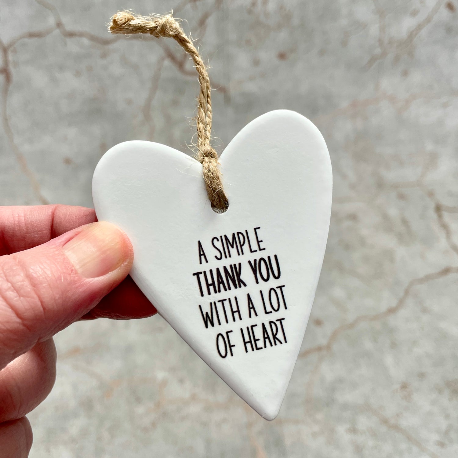 A Simple Thank You Hanging Heart Message